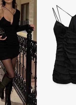 Коротке плаття сукня чорне притальоне zara s