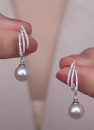 Серьги с жемчужинами, серьги с жемчужинами, серьги с жемчугом, серьги с камушками, украшения, подарок, серьги с камушками, украшение, бижутерия