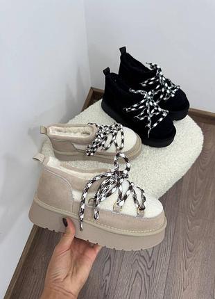 Уггі жіночі натуральна замша + хутро тедді