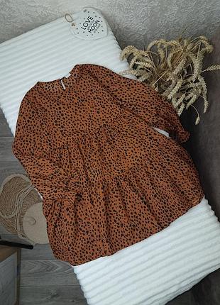 Легкое леопардовое платье от shein 7-8 лет