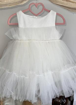 Праздничное белое платье р. 98