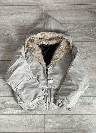 Бомбер серый с мехом opium archive ma1 аляска куртка курточка