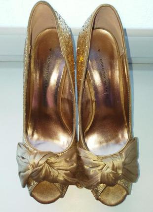 Туфли золотые в блёстках dorothy perkins (великобритания) 37 р.3 фото