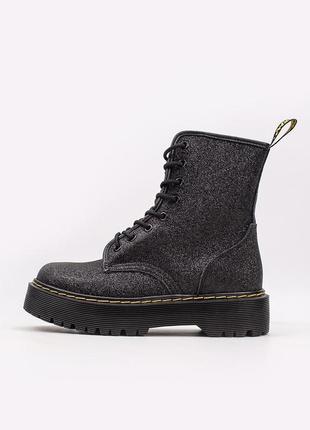 Ботинки женские dr. martens jadon glitter черные (др. мартинс жадон, черевики)