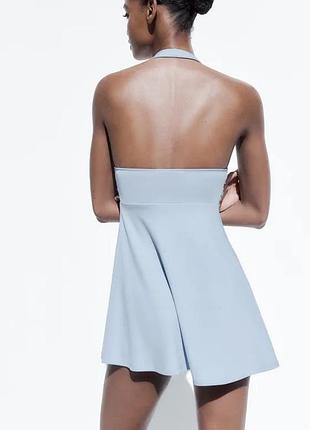 Коротка сукня з горловиною халтер | zara | розмір s | голуба