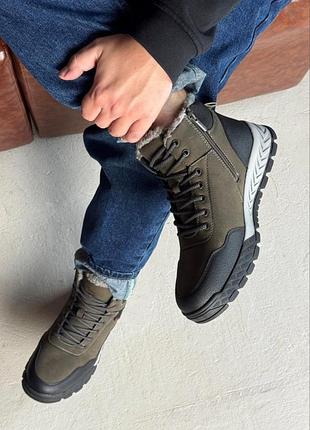Мужские зимние кроссовки ботинки на молнии теплые утепленные