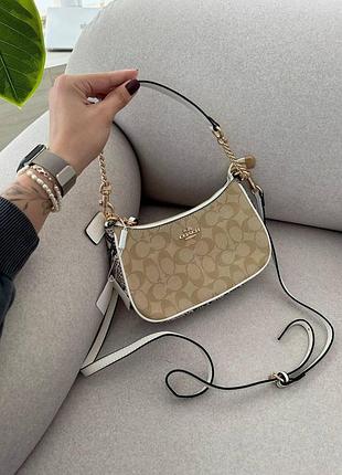 Coach coach teri shoulder bag in signature canvas snake/beige [крафтова брендована коробка]