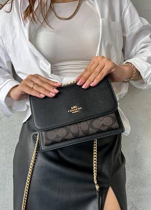 Coach mini klare crossbody in signature canvas black/brown