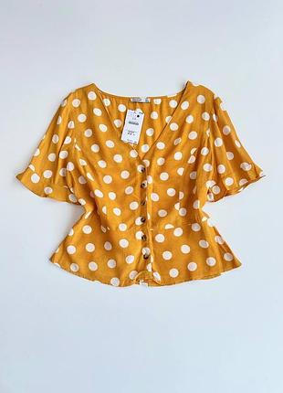 Блуза помаранчева в горошок віскоза bershka