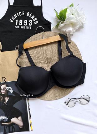 Черный бюстгальтер однотонный на большую грудь белье лиф базовый на косточках бюстик