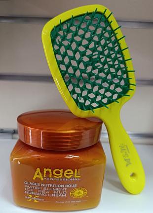 Подарочный набор расческа и ангел маска для волос с морской грязью angel water element icesea cream, ph3 500ml