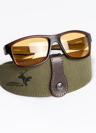 Сонцезахисні поляризаційні окуляри acropolis офа-6 casual (жовта лінза / коричнева оправа)