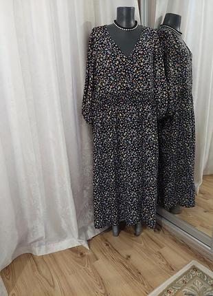 Вискозное с объемными рукавами платье 👗