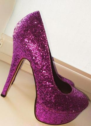 Туфли, стрипы с блёстками фиолетовые gorgeous 38 р.