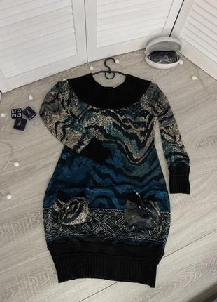 Теплое зимнее платье черное синее италия bodyform 3