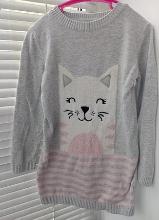 Туника удлиненный свитер платье легкая котик primark 3 -4 года