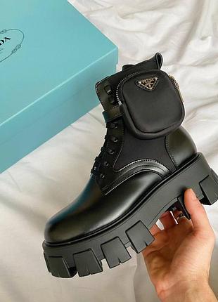 Strapped pouch combat boots black брендовые ботинки на высокой подошве скидка знижка распродажа