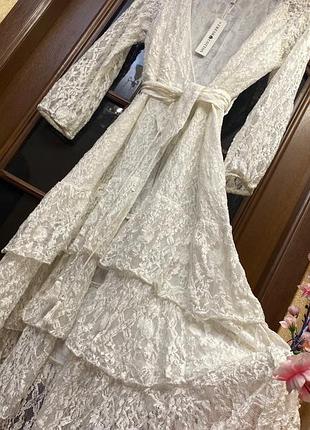 Гіпюрова мереживна ажурна біла сукня на запах нова