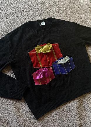 Светр з подарунками різдвяний новорічний светр свитерок свитшот бархат принт