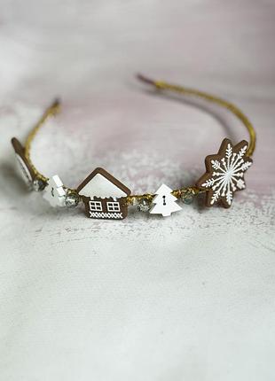 Новорічний обруч «прянична хатинка» хенд мейд