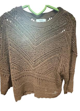 В’язанний светр reserved eco aware — шоколадний, ажурний, трендовий