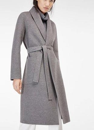 Пальто-халат massimo dutti, сіре, з кашеміру та шерсті, в ідеальному стані