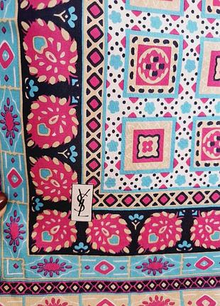 Шовкова хустка yves saint laurent ysl vintage з геометричним дизайном, різнокольорова, вінтаж