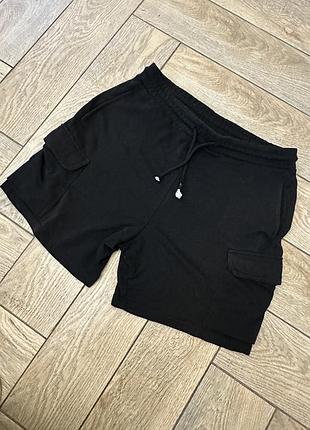 Чорні чоловічі трикотажні шорти cropp з кишенями