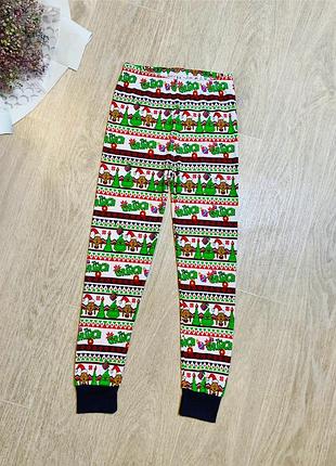Дитячі піжамні трикотажні штани для хлопчика 116/122 см george з новорічним малюнком