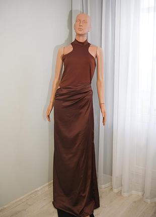 Платье вечернее шоколадного цвета длинное