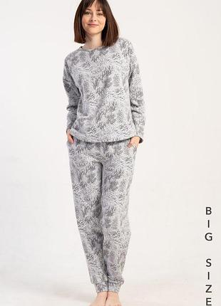 Тепла жіноча піжама 501014 великий розмір кашемір