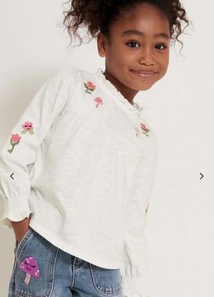 Біла вишита блуза топ monsoon на 7-8 років лонгслів реглан