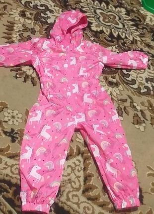Грязеприф единорог на флисе непромокаемая дождевик 2-3р