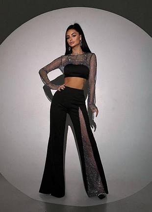 Святковий комплект штани і топ зі стразами