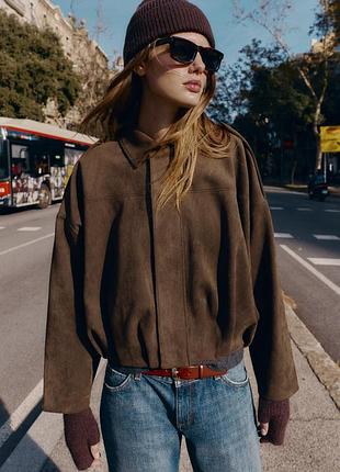 Куртка бомбер під замш жіноча zara