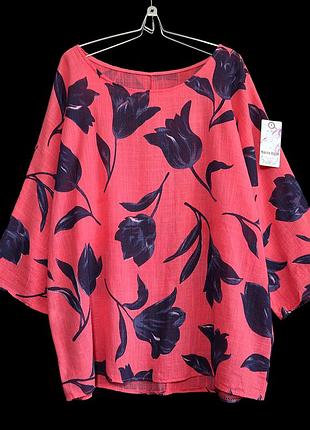 Цветочная итальянская блузка из тоненького хлопка р.20-22