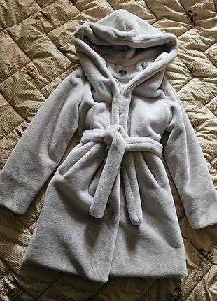 Шуба под нотку с капюшоном и поясом, эко-мех, утеплитель slimtex -25