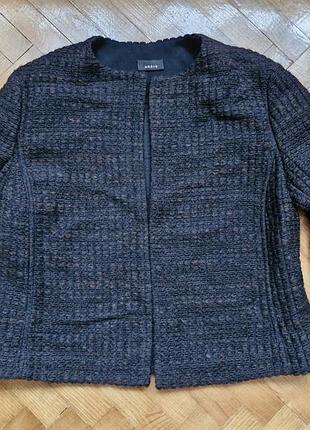 Akris-актуальный дизайнерский шерстяной жакет без застежки, с добавлением альпаки, р.-38