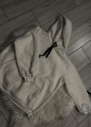Тепла кофта, біле худі, худі барашка