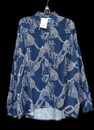 Стильна подовжена сорочка оверсайз в леопардах р.18