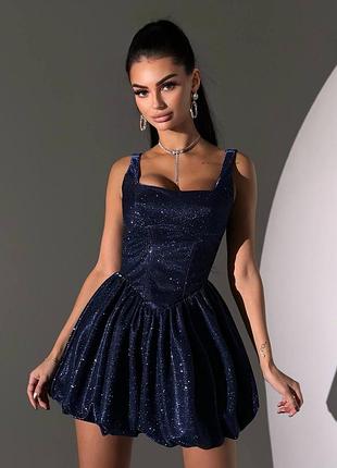 Жіноча сяюча сукня міні на бретельках з корсетною шнурівкою