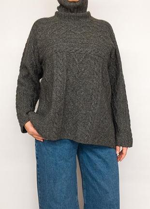 Свитер шерстяной в косах оверсайз laura ashley, шерсть шелк.