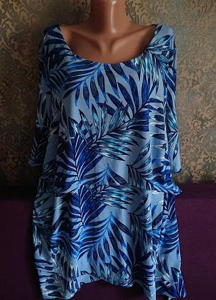 Красивое платье в листья большой размер батал 54/56