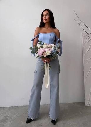 Женский шелковый корсет с бантиком