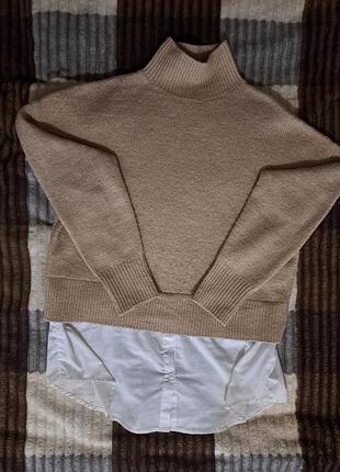 Свитер с имитацией рубашки, хс-с