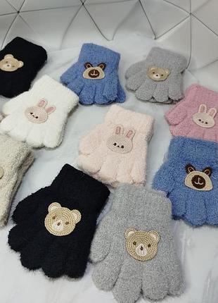 Детские перчатки 1-3 года, теплые плюшевые