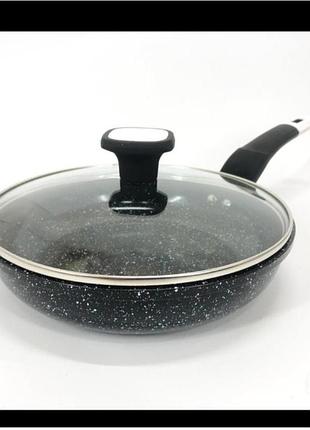 Гранітна сковорода сковорідка з кришкою 22см антипригарна