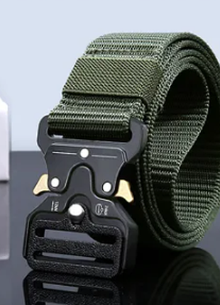 Брезентовий тактичний ремінь 3,8*120 см зелений