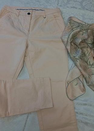 Бежево-персиковые натуральные брюки marc cain оригинал размер s/m