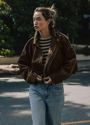Оригинальная весенняя куртка бомбер под замш из новой коллекции zara original.